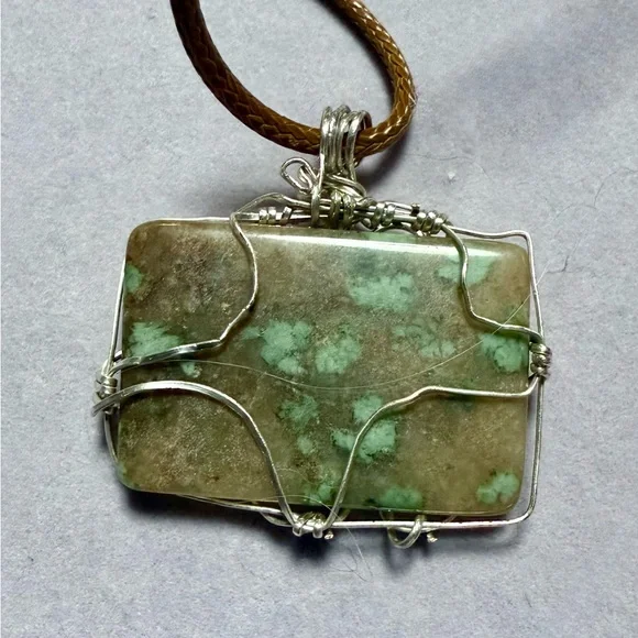 Idaho Owyhee Jasper handmade wire wrapped pendant with cord.  One of a kind - Picture 4 of 6